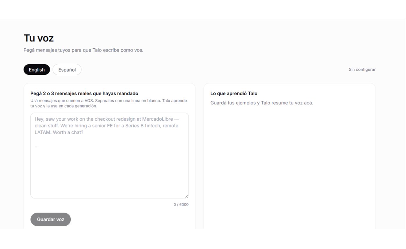 Talo: entrenamiento de la voz del reclutador